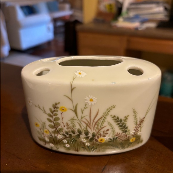 Vintage Otagiri Ferns and Daisies Bathroom Vanity Set 3 Pieces Made in Japan - Picture 4 of 9